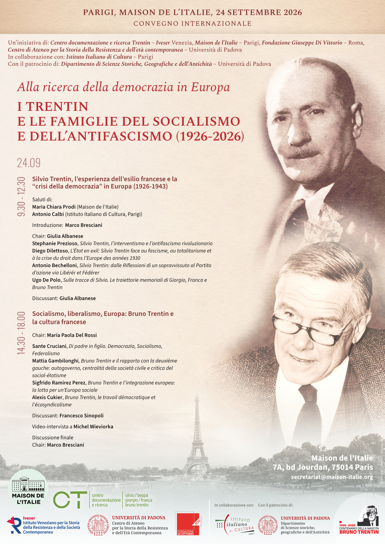 Les Trentin et les familles du socialisme et de l’antifascisme (1926-2026)
